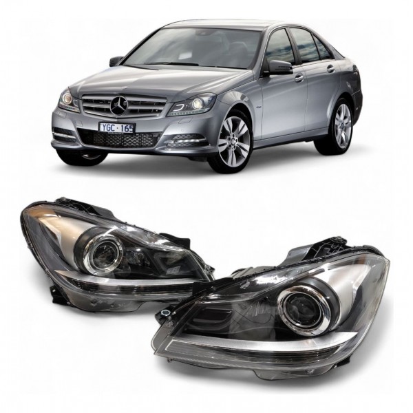 Par Farol Mercedes C180 C200 C250  2011 A 2014 Led Xenon Ambos Lados