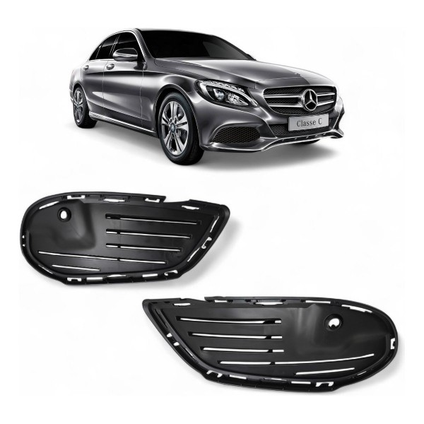 Par Moldura Parachoque Milha C180 C200 C300 2015 2016 A 2018 Preto Ambos Lados