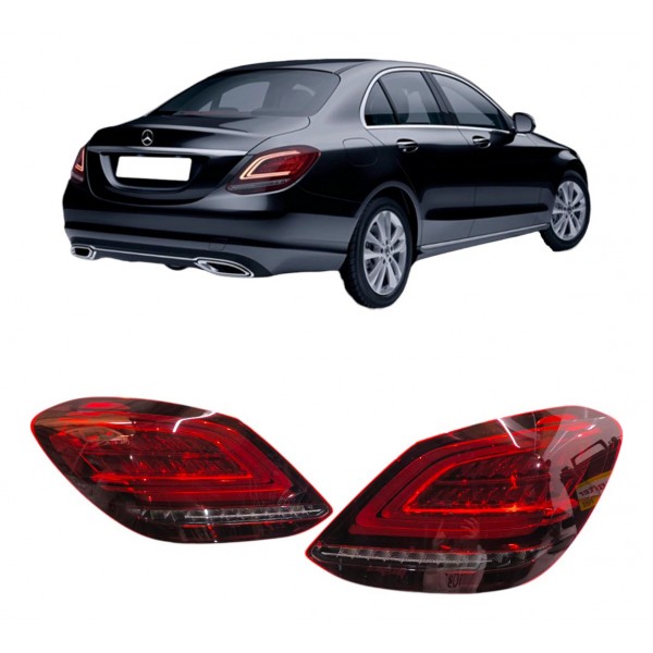 Par Lanterna Mercedes C180 C200 C250 C300 2019 2020 2021 Led Ambos Lados Vermelho