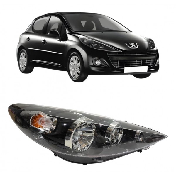 Farol Peugeot 207 2009 2010 2011 2012 A 2014 Máscara Negra