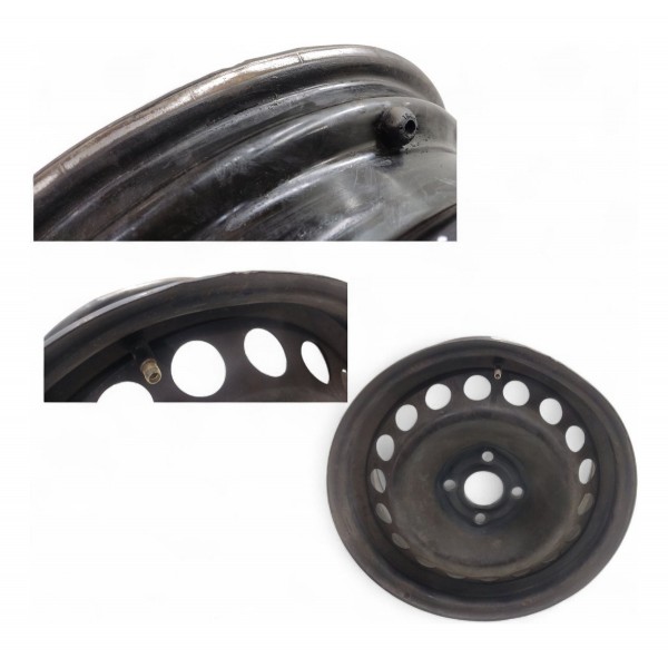 Roda Ferro Aro 15 Gm 15x6jh2 Com Leve Amassado 4 Furos Preto