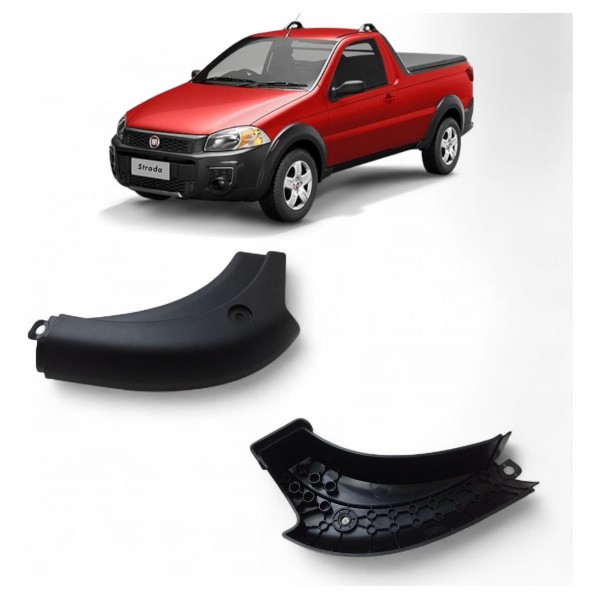 Moldura Canto Superior Esquerdo Fiat Strada 2014 A 2020 Preto Preto Preto