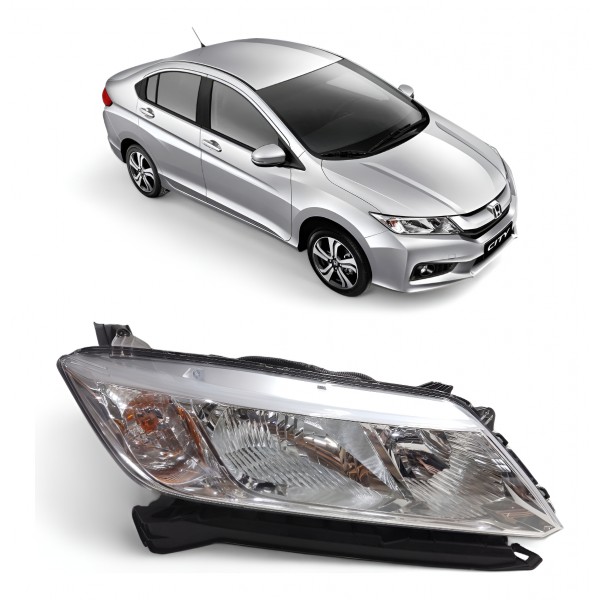 Farol Direito Honda City 2015 2016 2017 Cromado Com Detalhe Direito/passageiro