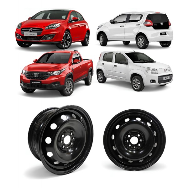 Roda Aro 15 Fiat Mobi Punto Uno Bravo Siena 4x98 2011 A 2021 Preto