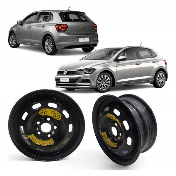 Roda Ferro Aro 14 Vw Polo Virtus Fox 2018 A 2022 5 Furos Preto