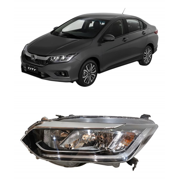 Farol Esquerdo Honda City 2018 2019 2020 2021 Com Led Esquerdo/motorista