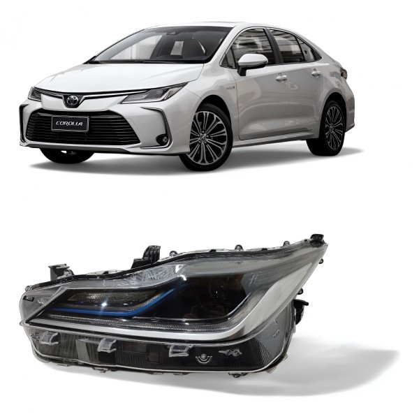 Farol Esquerdo Corolla Híbrido Friso Azul 2020 2021 2022 Led Esquerdo/motorista