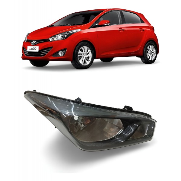 Farol Direito Hyundai Hb20 2012 2013 A 2019 Máscara Negra Direito/passageiro