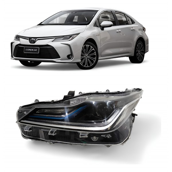 Farol Esquerdo Corolla Híbrido Friso Azul 2020 2021 2022 Led Esquerdo/motorista