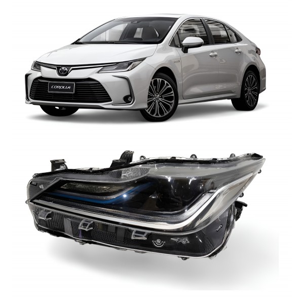 Farol Esquerdo Corolla Híbrido Friso Azul 2020 2021 2022 Led Esquerdo/motorista