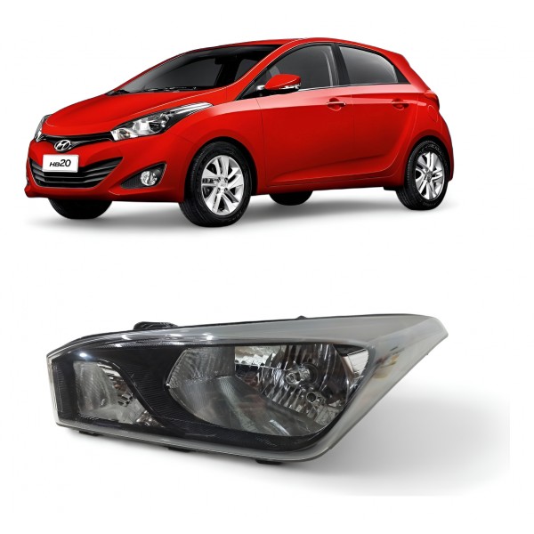 Farol Esquerdo Hyundai Hb20 2012 2013 A 2019 Máscara Negra Esquerdo/motorista
