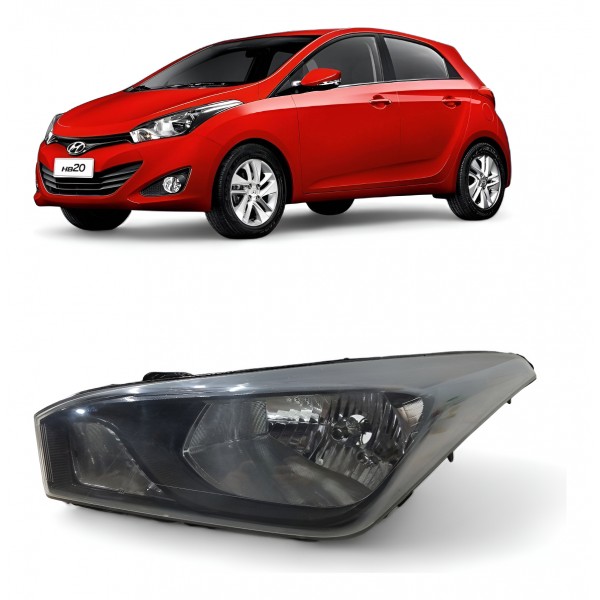 Farol Esquerdo Hyundai Hb20 2012 2013 A 2019 Máscara Negra Esquerdo/motorista