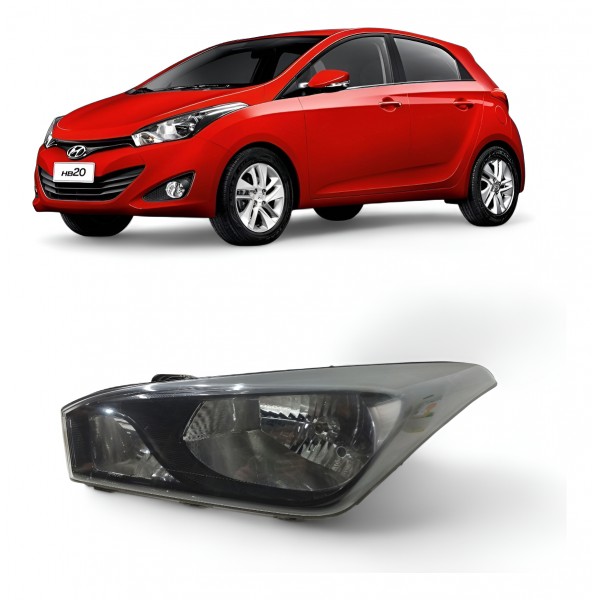 Farol Esquerdo Hyundai Hb20 2012 2013 A 2019 Máscara Negra Esquerdo/motorista