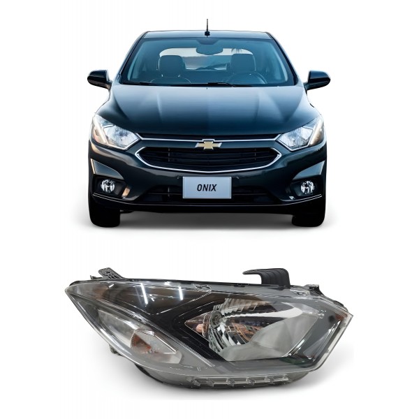 Farol Direito Gm Onix 2017 2018 2019 Máscara Negra Com Led Direito/passageiro