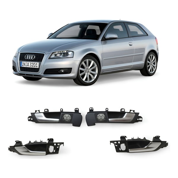 Kit Maçaneta Interna Audi A3 2007 2008 2009 2010 2011 Cinza Dianteira/traseira