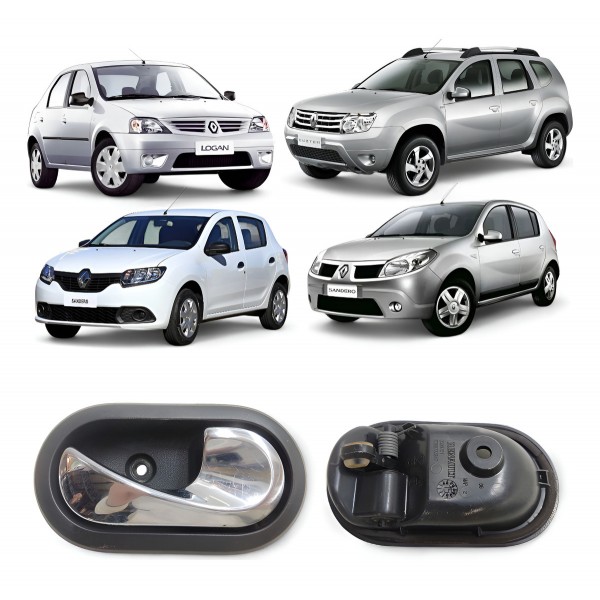 Maçaneta Interna Direita Sandero Logan Duster 2009 A 2019 Cinza Dianteira/traseira