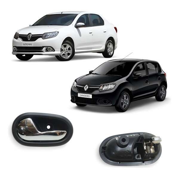 Maçaneta Interna Traseira Esquerda Sandero Logan 2015 A 2018 Cinza