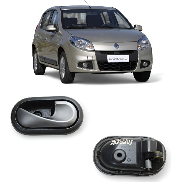 Maçaneta Interna Direita Renault Sandero 2007 2008 A 2014 Cinza Dianteira/traseira