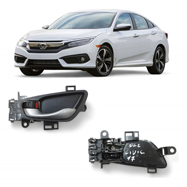 Maçaneta Interna Dianteira Esquerda Honda Civic 2017 A 2020 Cinza Dianteira