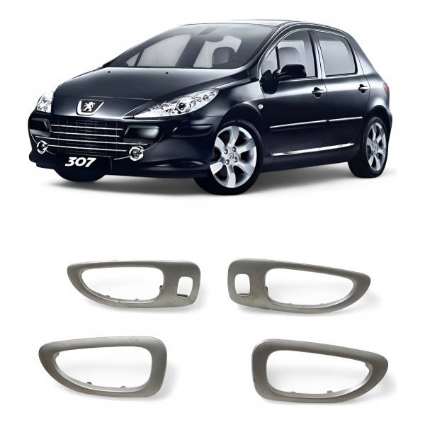 Kit 4 Moldura Maçaneta Interna Peugeot 307 2004 2005 A 2013