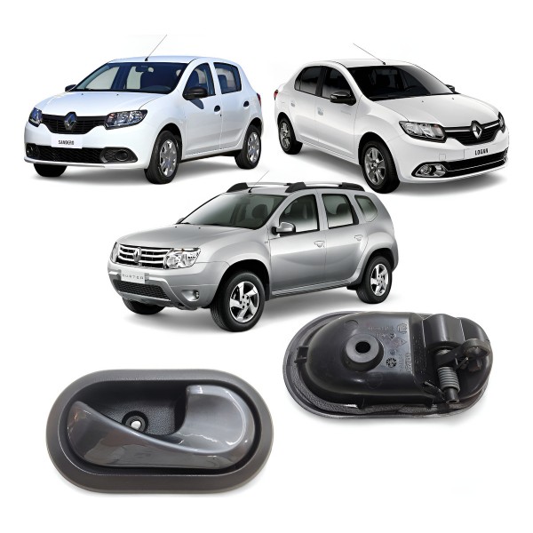 Maçaneta Interna Direito Sandero Logan Duster 2010 A 2019 Cinza-escuro Dianteira/traseira