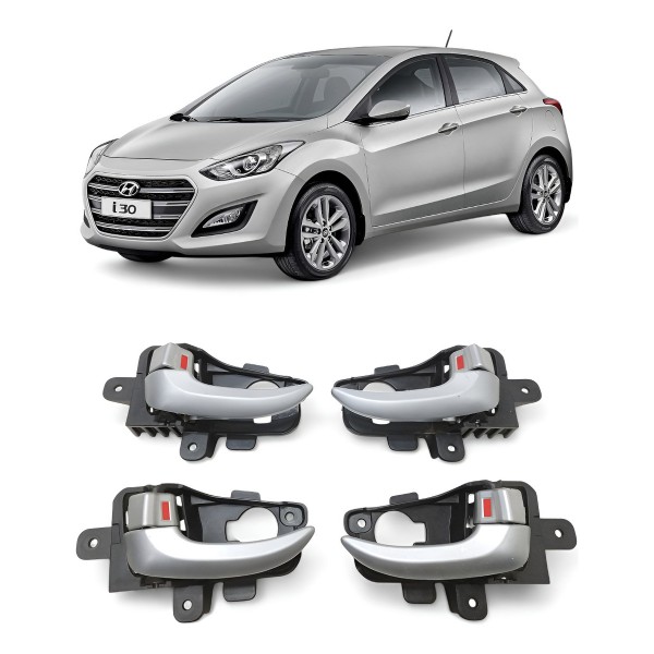 Kit 4 Maçanetas Internas Hyundai I30 2014 2015 2016 2017 Cinza Dianteira/traseira