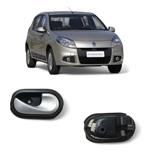 Maçaneta Interna Traseira Direita Sandero 2007 2008 A 2014 Cinza