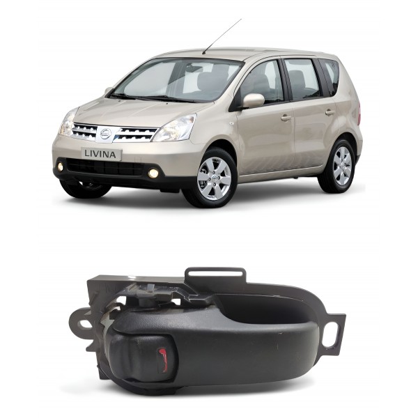Maçaneta Interna Direita Nissan Livina Tiida 2008 A 2013 Preto Dianteira/traseira