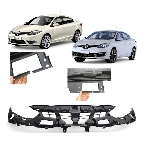 Reforço Superior Parachoque Dianteiro Fluence 2015 A 2021 Preto Fosco