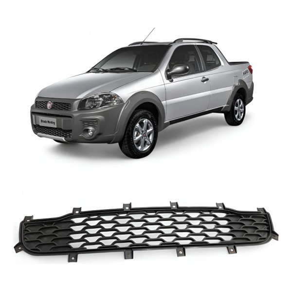 Grade Inferior Parachoque Fiat Strada Working 2014 A 2019 Preto Fosco