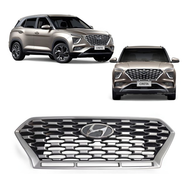 Grade Parachoque Dianteiro Hyundai Creta 2021 2022 2023 Preto Brilhante