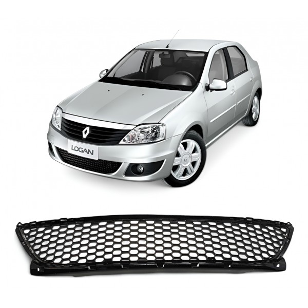 Grade Central Dianteira Parachoque Renault Logan 2010 A 2013 Preto Fosco