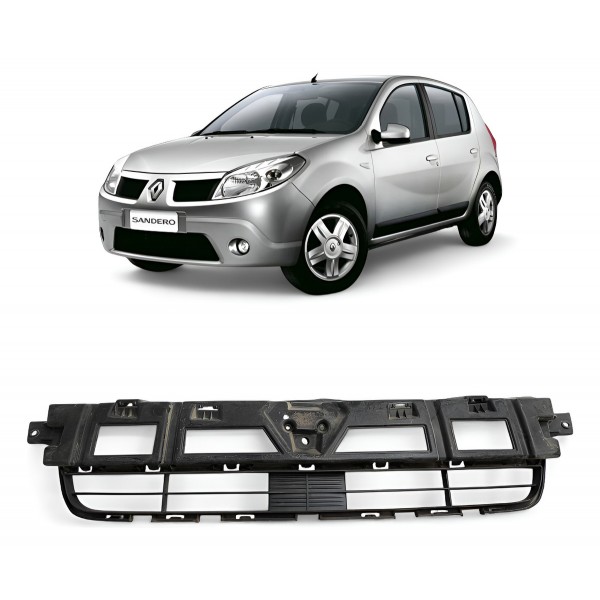 Grade Frontal Parachoque Dianteiro Renault Sandero 2002 2014 Preto Fosco