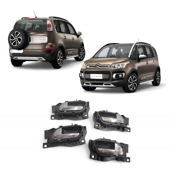 Kit 4 Maçaneta Interna Citroen C3 Aircross 2013 A 2019 Cromado Dianteira/traseira
