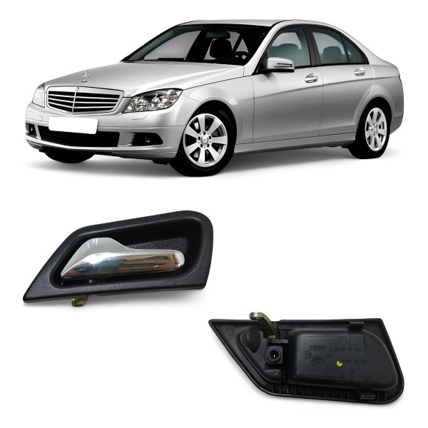 Maçaneta Interna Dianteira Esquerda Mercedes C180 2001 2005 Cromado Dianteira