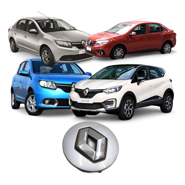 Calota Roda Central Sandero Logan Duster Symbol Captur Cinza