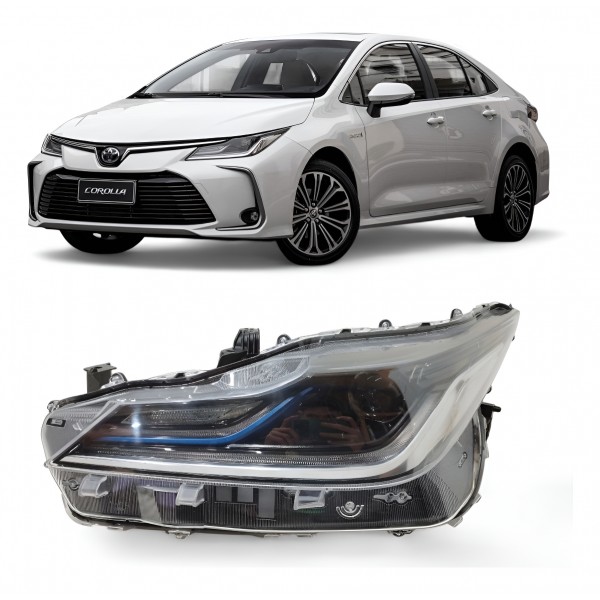 Farol Esquerdo Corolla Híbrido Friso Azul 2020 2021 2022 Led Esquerdo/motorista