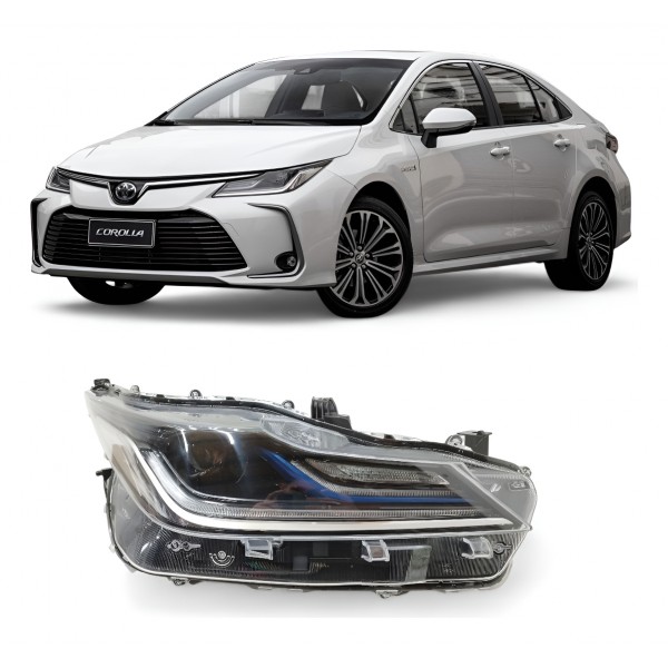 Farol Direito Corolla Híbrido Friso Azul 2020 2021 2022 Led Direito/passageiro