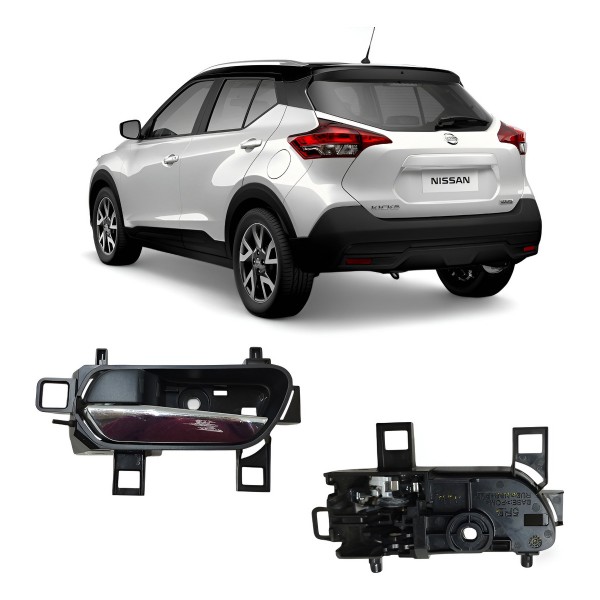 Maçaneta Interna Traseira Esquerda Nissan Kicks 2017 A 2021 Cromado Traseira