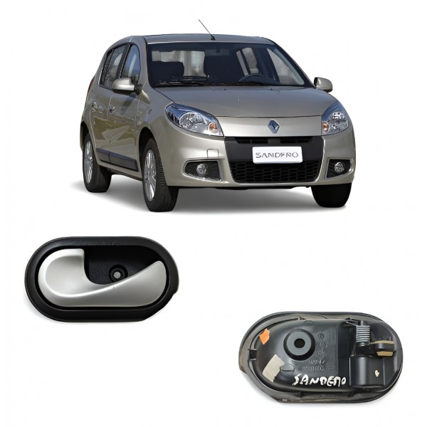 Maçaneta Interna Traseira Esquerda Sandero 2007 2008 A 2014 Cinza