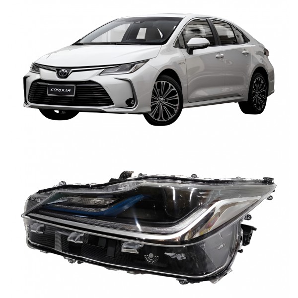 Farol Esquerdo Corolla Híbrido Friso Azul 2020 2021 2022 Led Esquerdo/motorista