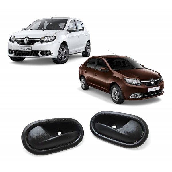 Par Maçaneta Interna Renault Sandero Logan 2015 2016 2017 Preto Dianteira/traseira