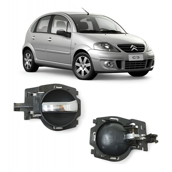 Maçaneta Interna Traseira Esquerda Citroen C3 2005 A 2010 Cromado Traseira