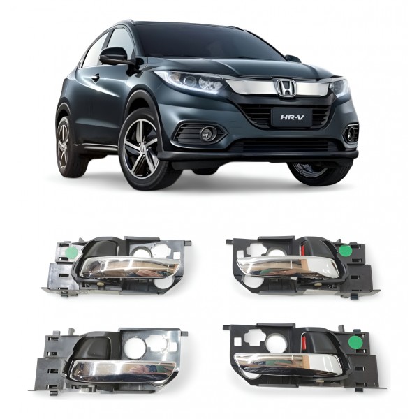 Kit 4 Maçaneta Interna Honda Crv 2018 2019 2020 Original Cromado Dianteira/traseira