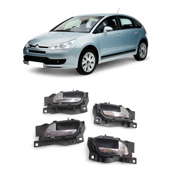 Kit 4 Maçaneta Interna Citroen C4 Pallas Cactus 2009 A 2012 Cromado Dianteira/traseira