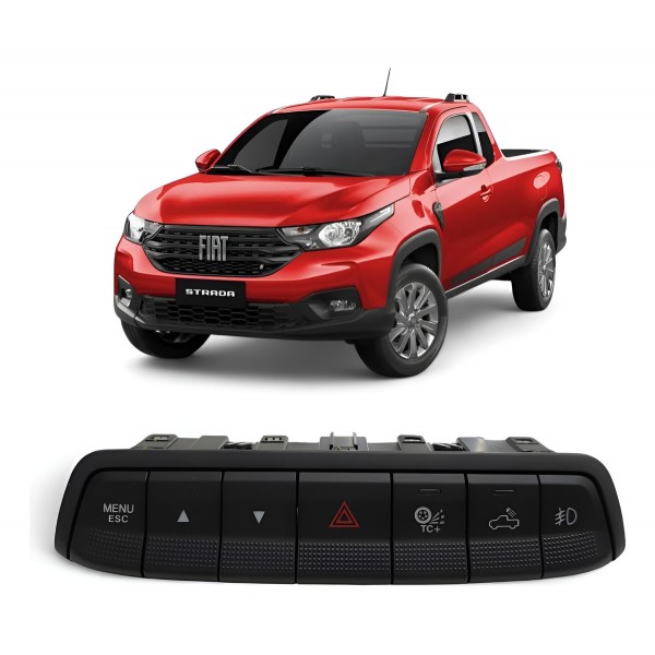 Botão Painel Central Alerta Fiat Strada 2020 2021 2022 Preto