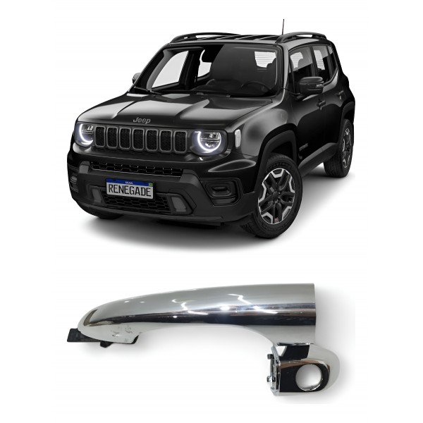 Maçaneta Externa Dianteira Esquerda Jeep Renegade 2017  2022 Cromado Dianteira