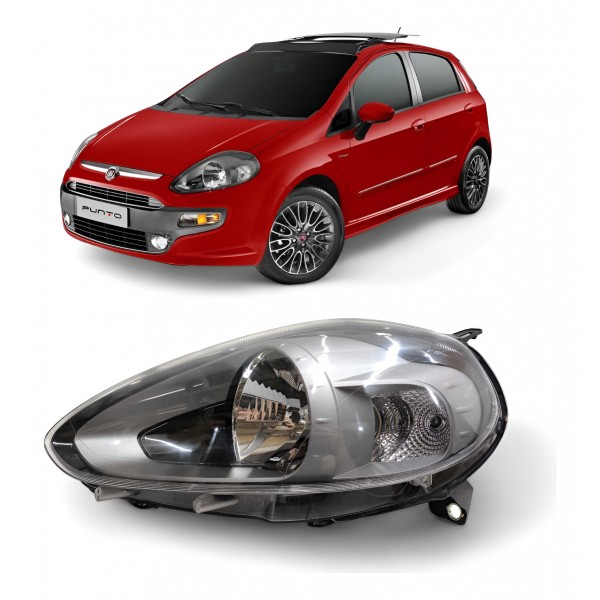 Farol Esquerdo Fiat Punto 2012 2013 A 2016 Mascara Cinza - Esquerdo/motorista