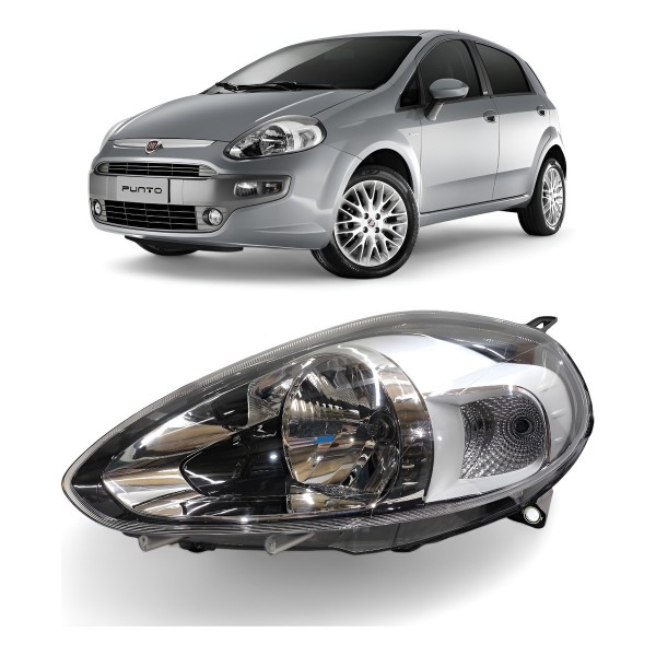Farol Esquerdo Fiat Punto 2012 2013 2014 2015 A 2017 Cromado - Esquerdo/motorista