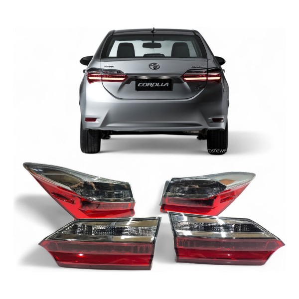 Kit Lanterna Traseira Corolla 2017 2018 2019 Canto Tampa Led Ambos Lados Vermelho